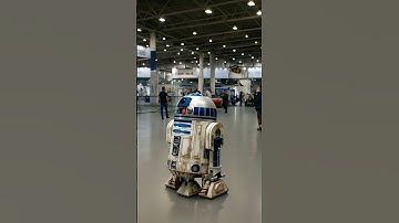 R2-D2 Transforms and Confronts Darth Vader with a Lightsaber at the Expo #starwars