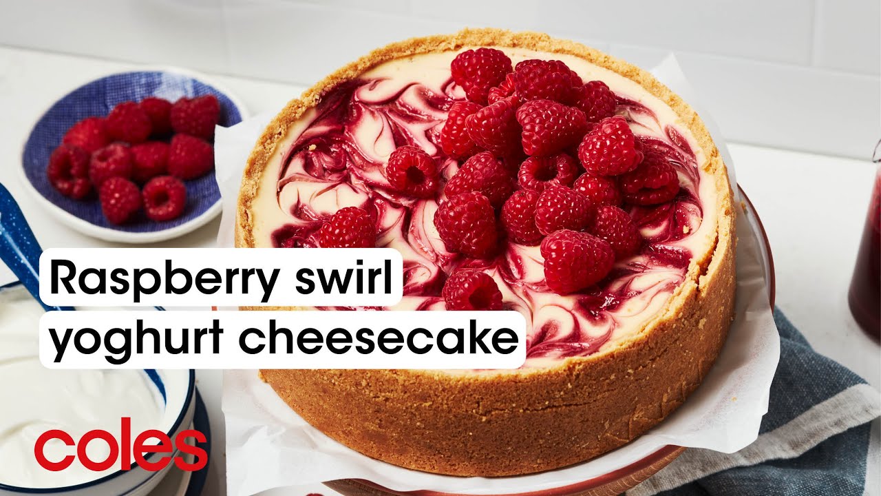 Baked Raspberry Swirl Yoghurt Cheesecake Simple Summer Desserts