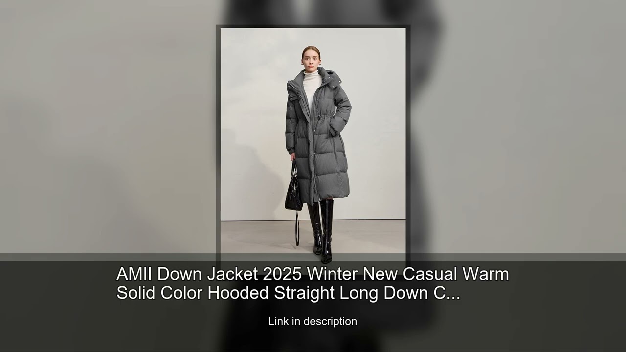AMII Down Jacket 2025 Winter New Casual Warm Solid Color Hooded Straight Long Down Coat Zipper