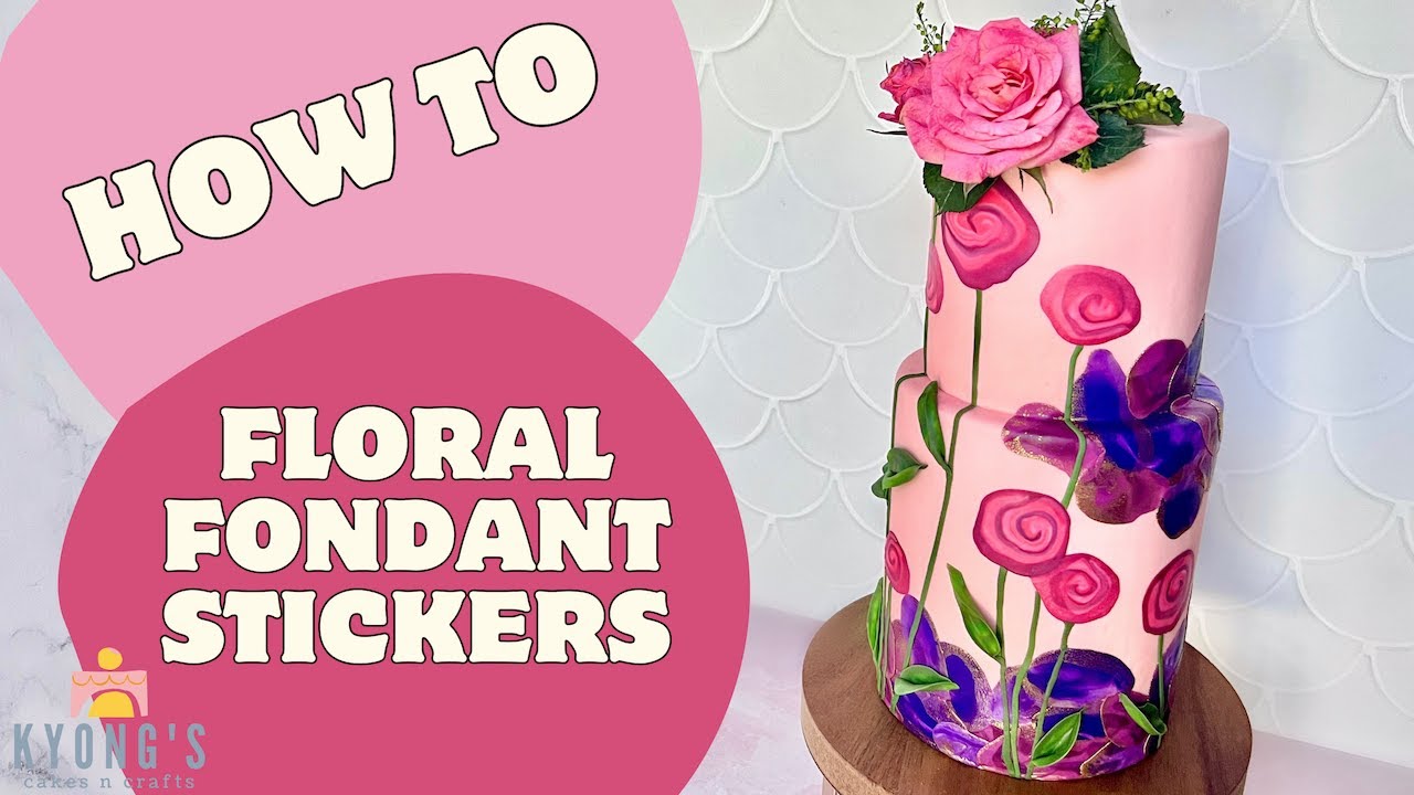 Easy Floral Cake using my Fondant Sticker Technique! Plus Fondant Cane Making
