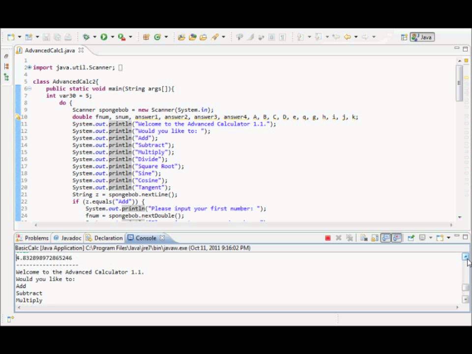 Java ~ My First Advanced Calculator - YouTube