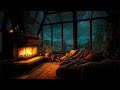 Cozy living room   thunderstorm  warm fireplace  deep sleep study and relaxation sounds