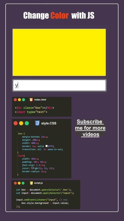 How to Change Background Color Using JavaScript ️ #shorts #viral # ...