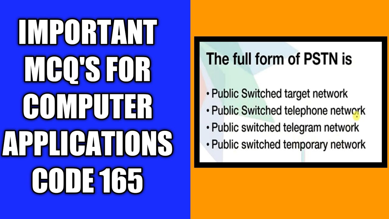 Important MCQ's for Computer Applications Code 165 - YouTube