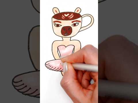 How to draw Capybara Ballerina Cappuccino vs Tung Tung Tung Sahur  #shorts #drawing