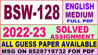 bsw 128 solved assignment 2022-23 / bsw 128 solved assignment in English / ignou bswg solved