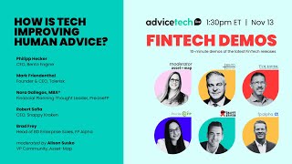 AdviceTech.LIVE-FinTech Demos: Bento Engine, Tolerisk, Precise FP, Snappy Kraken, FP Alpha-3