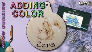 Pyrography: Adding Color to a Wood Burned Ornament for Baby