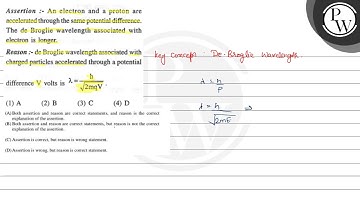 Assertion :- An electron and a proton are accelerated through the same potential difference. \( ...