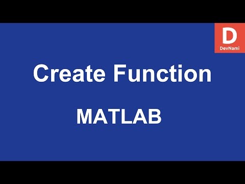 MATLAB Create Function