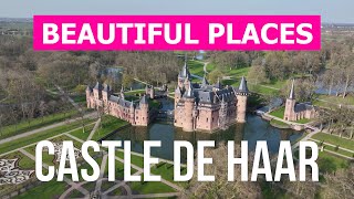 De Haar Castle from drone | 4k video | Netherlands, Utrecht from above