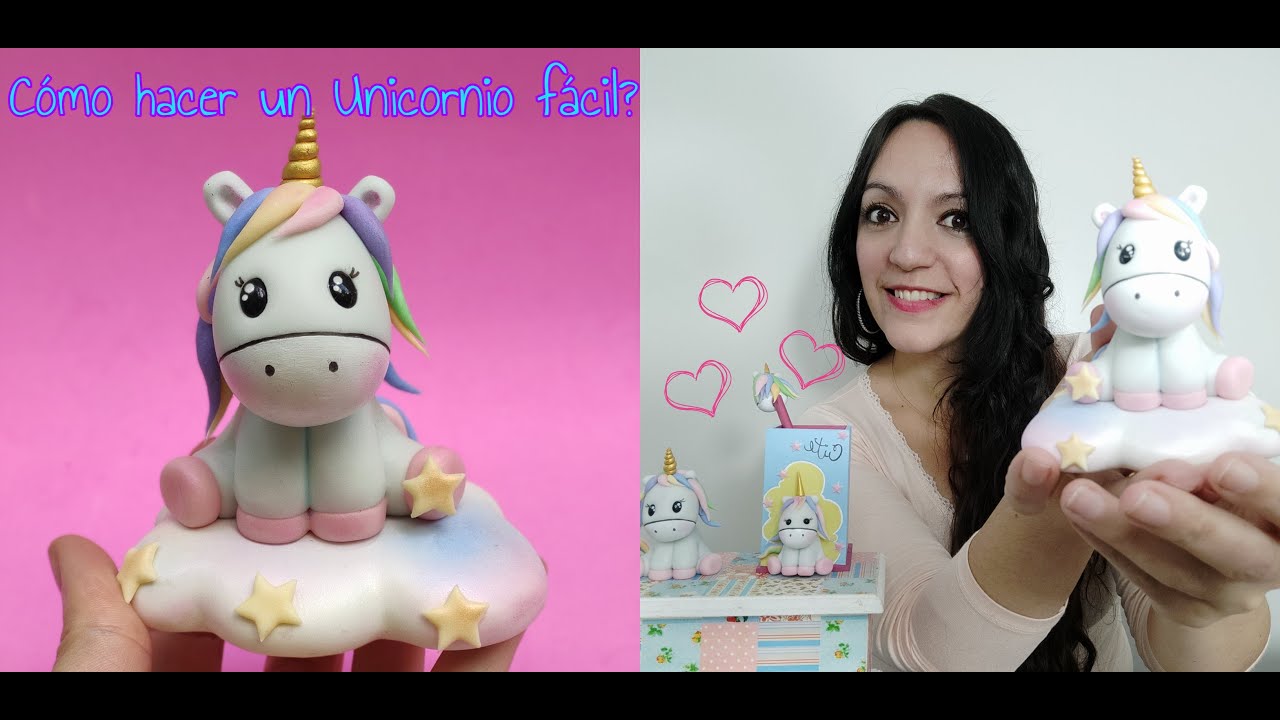 Cómo hacer un unicornio fácil estilo "kawaii" en porcelana fría super cute! Por maría Laura Rombolá