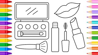 How to Draw and Color Fun Makeup Tools 💄💋💅 Makeup Tools Drawing and Coloring Pages for Kids