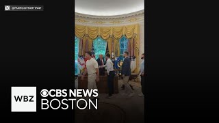 Boston Red Sox players visit President Trump in the Oval Office