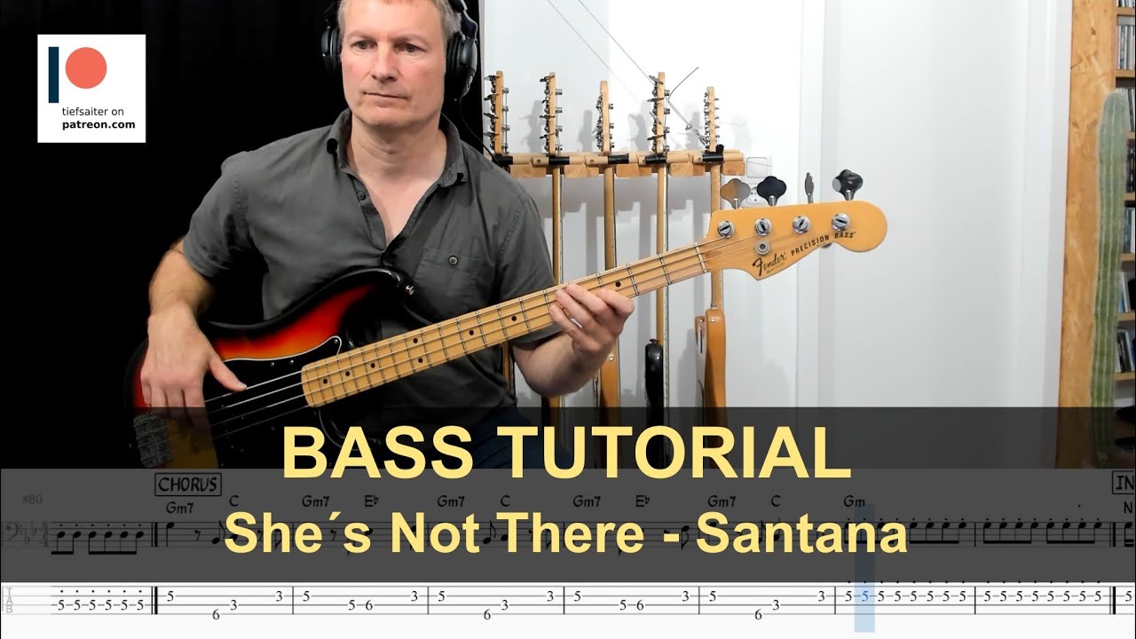 She´not there - Santana | Bass Tutorial (Sheet + TABs) - YouTube