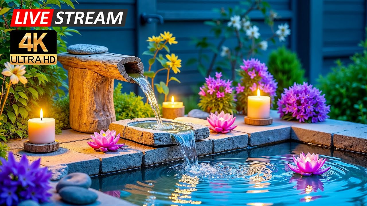 Peaceful Piano & Bamboo Water Flow 🌿 Calming Nature Sounds for Meditation, Healing & Focus
