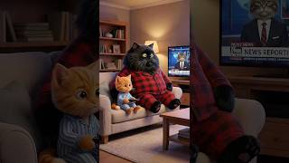 Fighting Over The Tv  cat catlovers funny cartoon