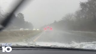 Difficult driving conditions on the highway as storms push through SWVA