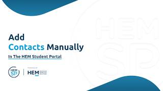 Add Contacts Manually in the Student Portal | HEMSP