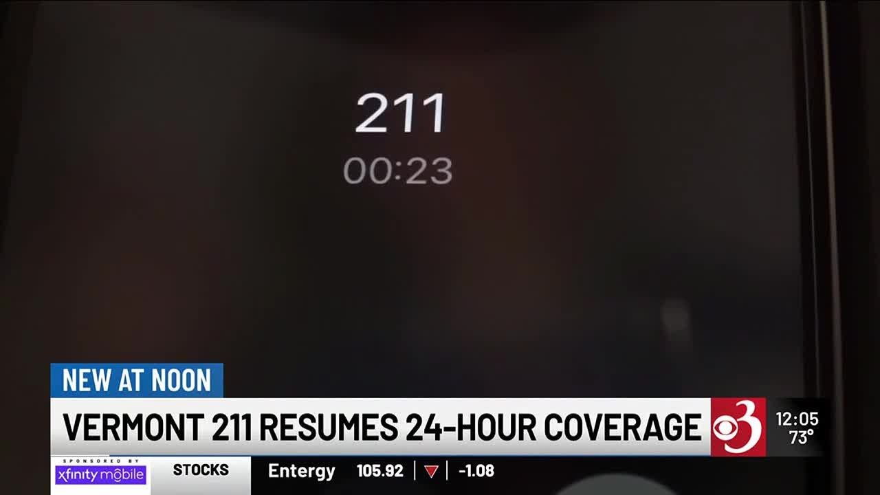 Vermont 211 resumes 24-hour coverage