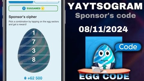 Yaytsogram - Egg Cipher Code 08/11/2024 | Break the egg to win $TONs