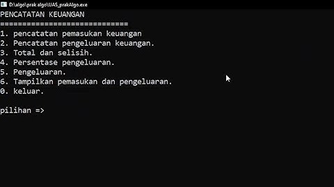 Aplikasi pencatatan keuangan sederhana dengan c++ || Project praktikum algoritma pemrograman