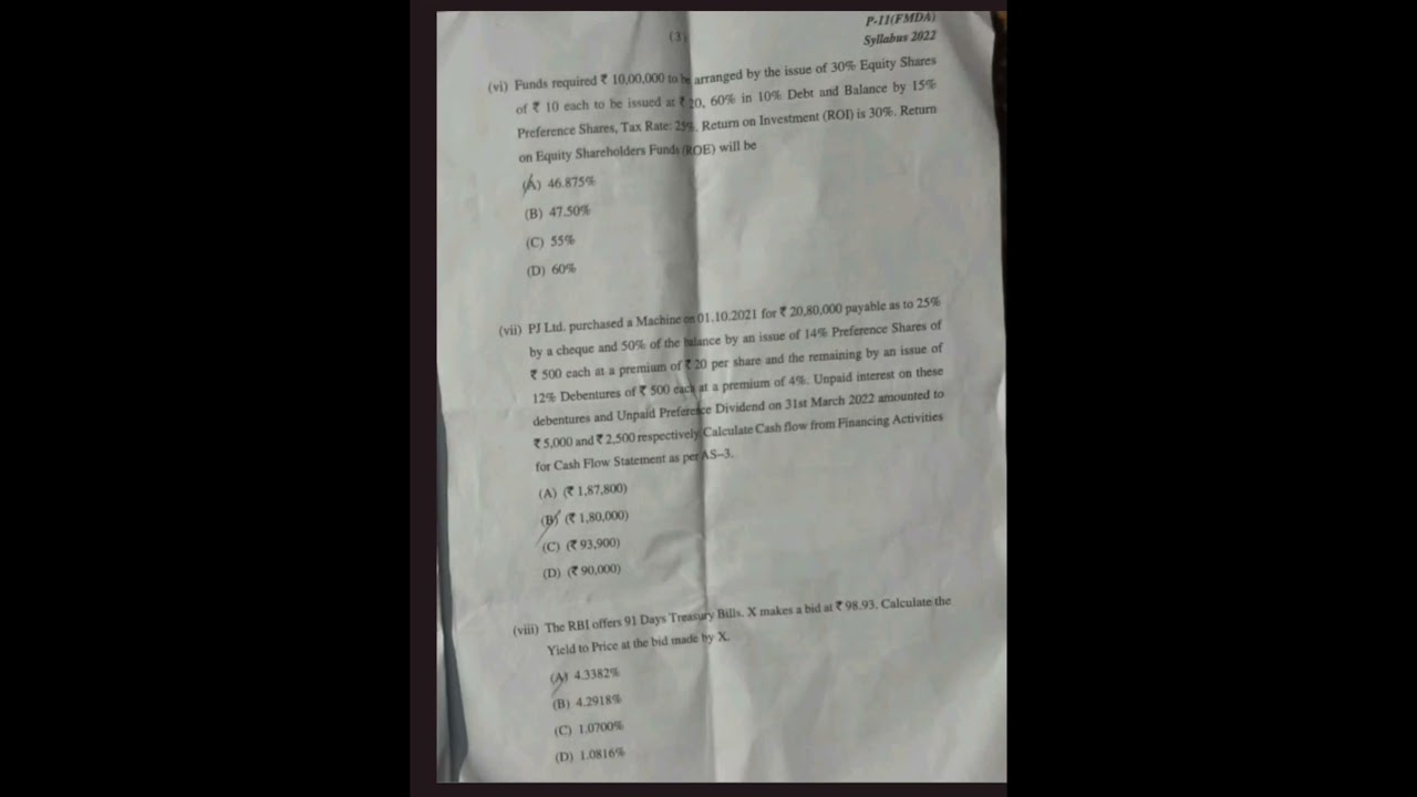 Financial Management and Business Data Analytics 2022 | Question Paper 