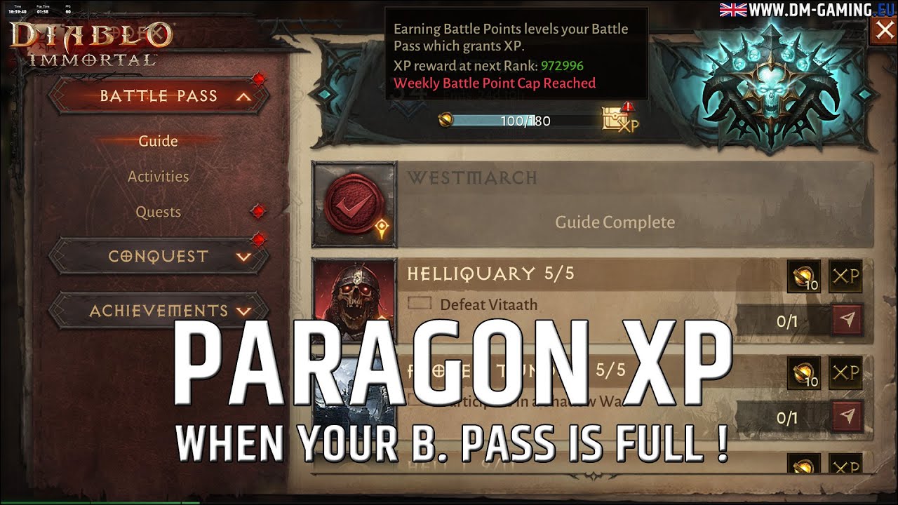 Farm Paragon Xp Diablo Immortal, when your battle pass is full ! YouTube