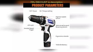 A must-have product! BRIEFNESS Mini Cordless Drill Kit 12V Electric Screwdriver LED Light 45N.m Hi