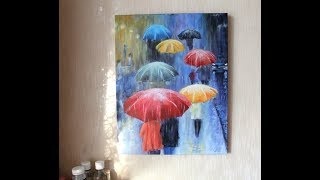Картина Маслом. Цветной Дождь. Яркие Картины.