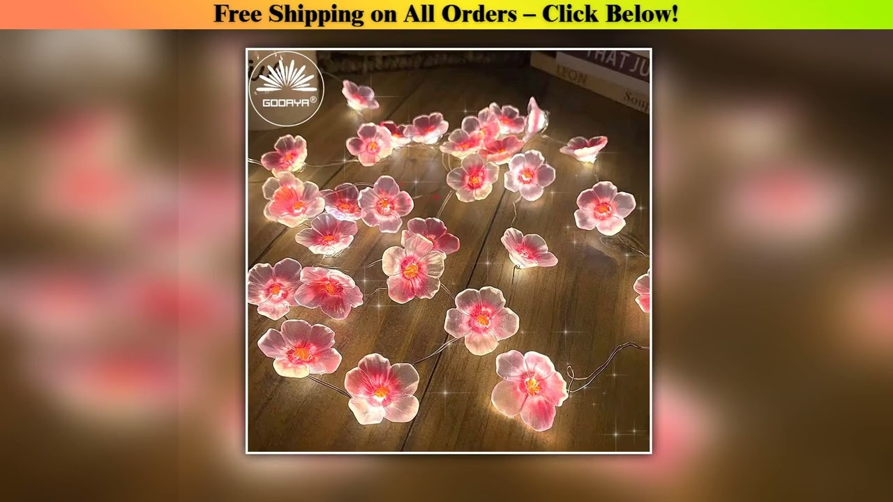 30LEDS Cherry Blossom Light Fairy String Night Lights Pink Flower String Lamps Battery Power For