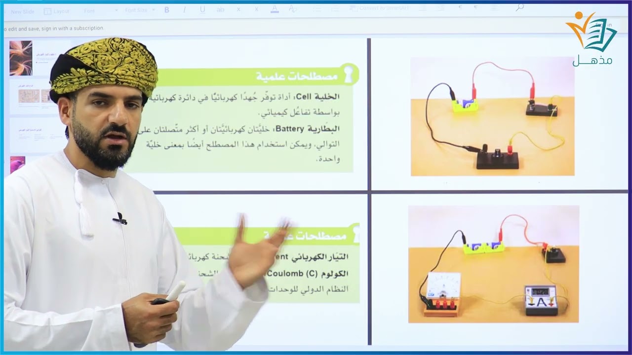 مفهوم التيار الكهربائي (علم ينتفع به) للمغفور له باذن الله أ. ثابت الشهيمي