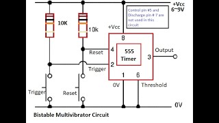 Bistable multivibrator using 555 timer|| 555 Timer in Bistable Mode