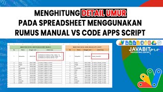 Menghitung Detail Umur Pada Spreadsheet Menggunakan Rumus Formula Manual VS Code Apps Script