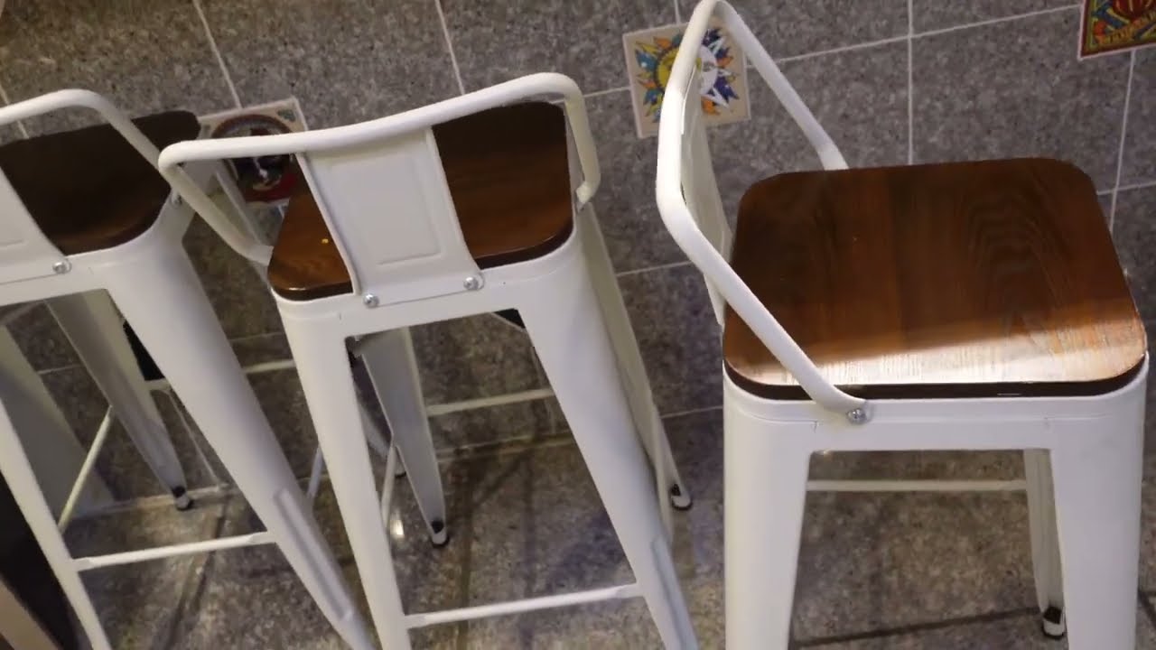 Alunaune 24' Swivel Metal Bar Stools Set of 4 Counter Height Barstools Industrial Dining Bar Chairs