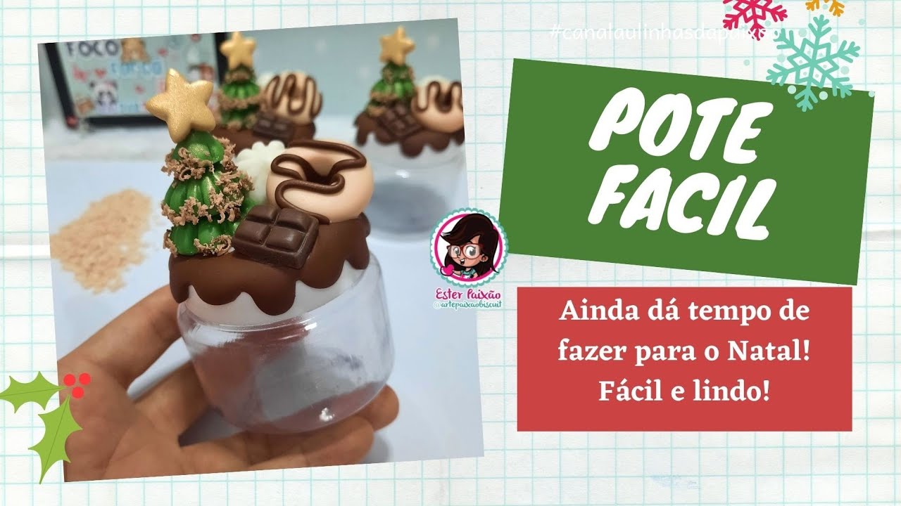 Potinho decorado fácil Biscuit - Dá tempo pro Natal!
