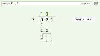 Long Division Problem 921/7: Step-by-Step Video Solution