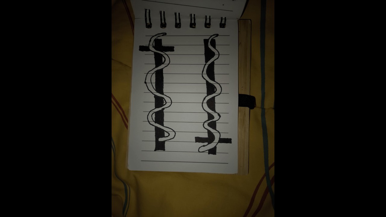 One black cross with a white shake and a black upside down cross with a white snake