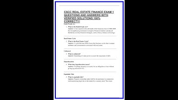 CSCC REAL ESTATE FINANCE EXAM 1 QUESTIONS AND ANSWERS WITH VERIFIED SOLUTIONS 100 CORRECT 636x882