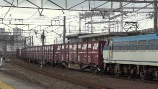 JR貨物 EF66-122+EF66-127 重連貨物列車 (改正後月曜1353レ) 枇杷島