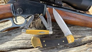 Buck 110 Drop Point & Schrade 34OT yella @kirbycreekmo #pocketknives #buckknives #knives #schrade
