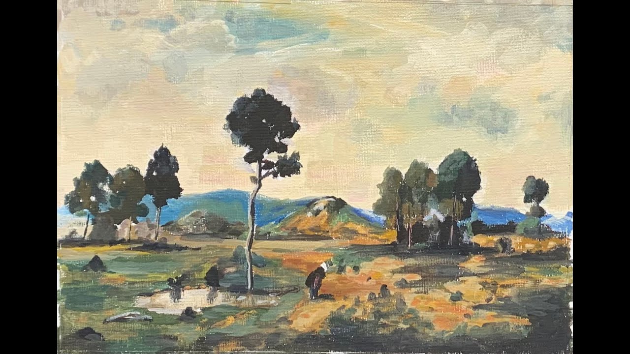 Peinture impressionniste à la gouache de Narcisse Diaz de la Pena.