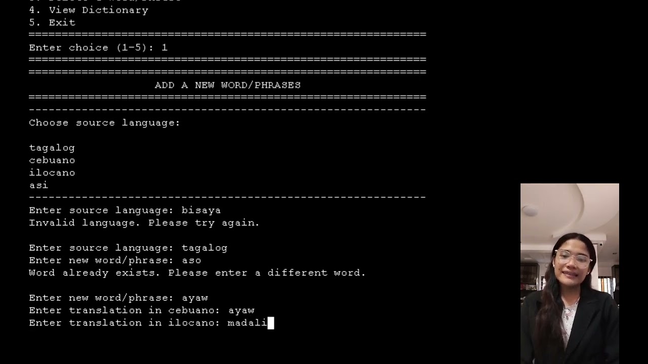 GROUP 1 CPE-1108: DICTIONARY BASED MULTI LANGUAGE TEXT TRANSLATOR