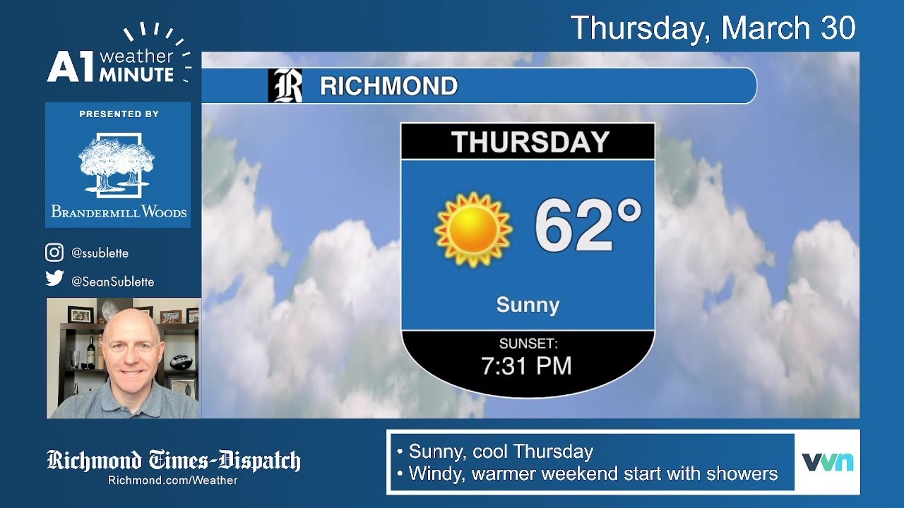 Thursday morning Richmond weather video Sunny and continued cool YouTube