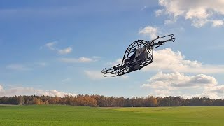 Personal flying electric VTOL copter aircraft testing