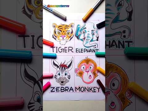 Easy Animals drawing for Kids//#shorts##trending#simple#drawing#art#kids#animals#cortoon#sketch#easy