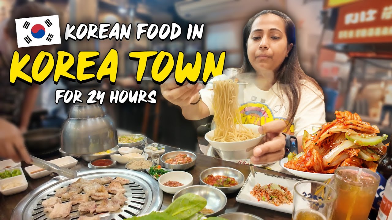 Korean Food in Korea Town for 24 Hours | BBQ, Tteokbokki, Snow Chicken & more