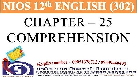 CHAPTER 25 - BHOLI - COMPREHENSION | NIOS ENGLISH 302 | NIOS ENGLISH CLASS 12 | GEI