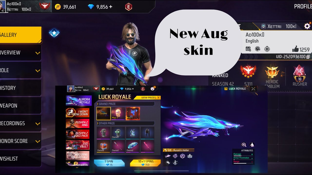 Finally new Aug skin ️‍🩹# first free fire video # AD 100k ️‍🩹 - YouTube