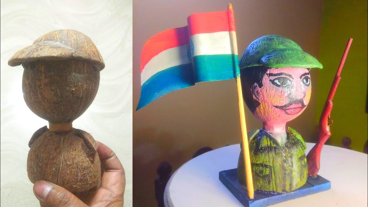 Coconat shell republic day special craft | coconut shell showpiece | waste material craft ideas |